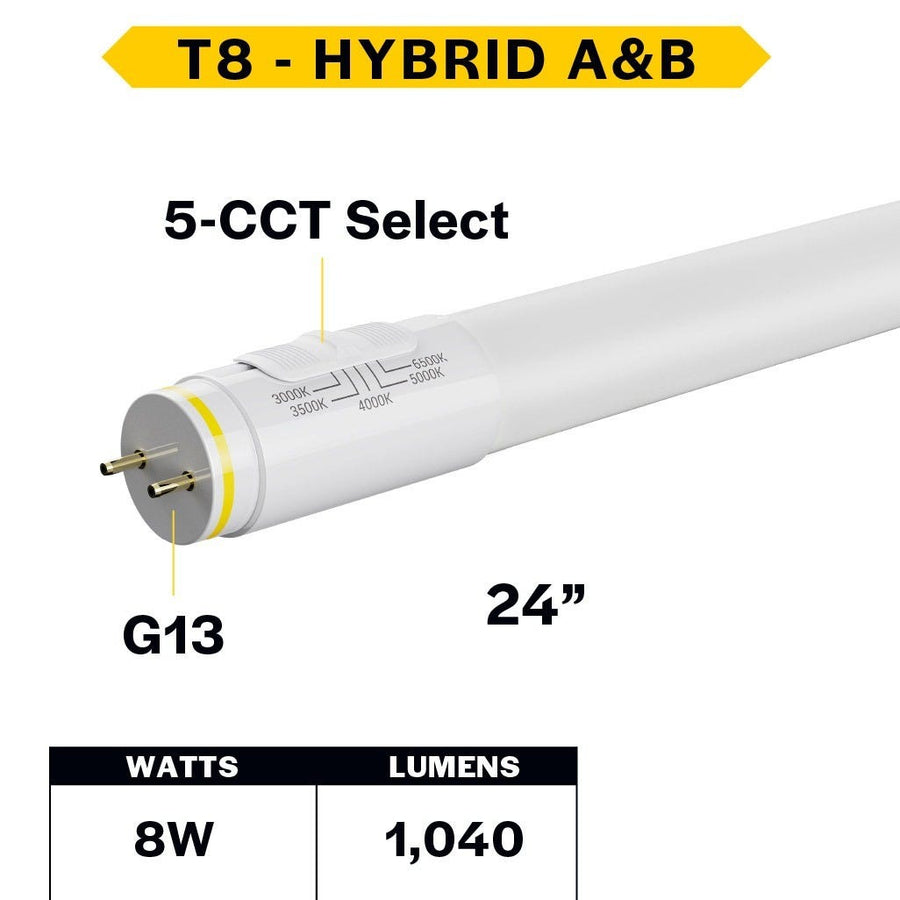 24T888CSHYBDLED2 LED 2FT T8 8W K-Slct Hyb Dim