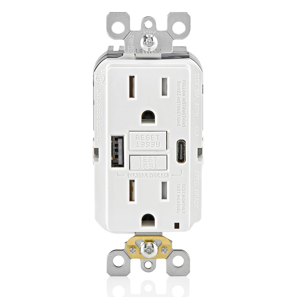 GUAC1-W 2X Outlet Usb A/c 125V 15A Wht