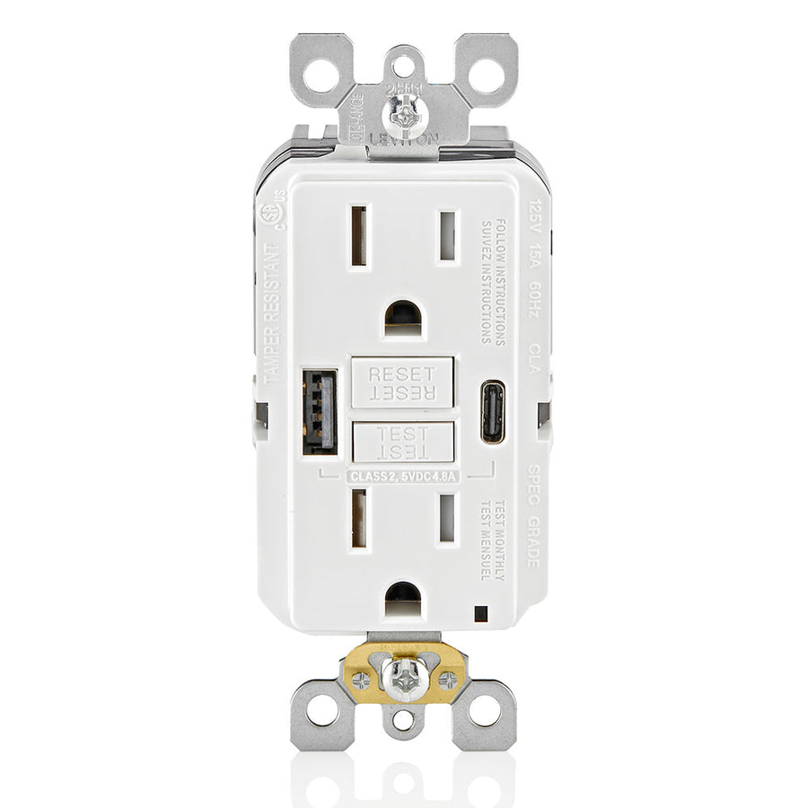 GUAC1-W 2X Outlet Usb A/c 125V 15A Wht