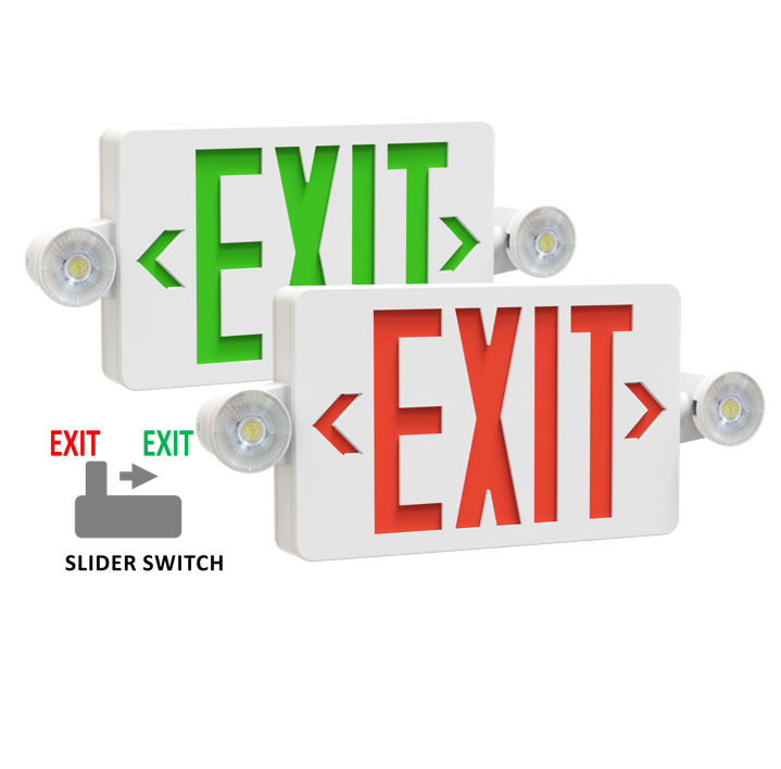 EMG-EXC-WH-RG LED Exit Combo UNV Red/grn