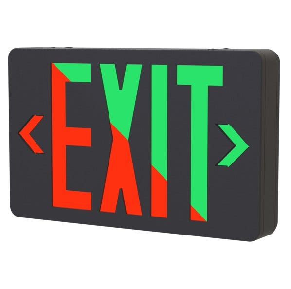 EMG-EXE-BK-RG LED Exit Sign UNV Red/grn Blk