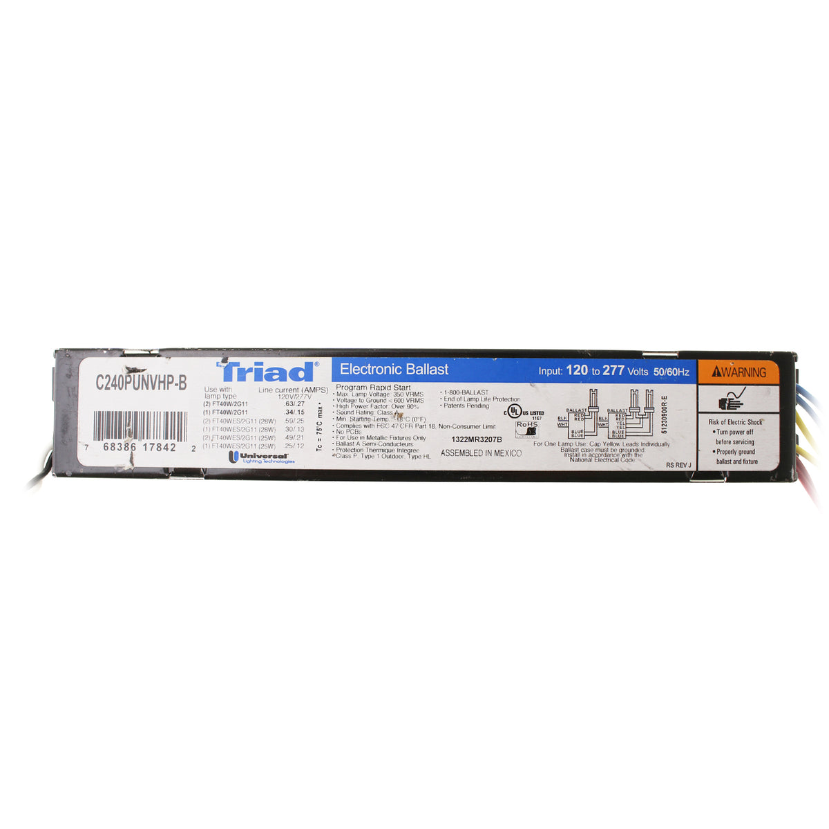 C240-PUNVHP-B 1-2 Lt PL-LONG40W 120/277